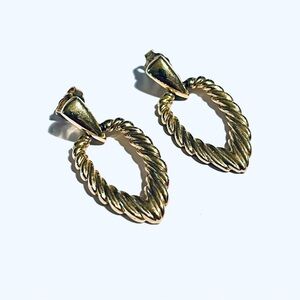 Vintage Gold-Tone Twisted Hoop Drop Earrings - Women Jewelry